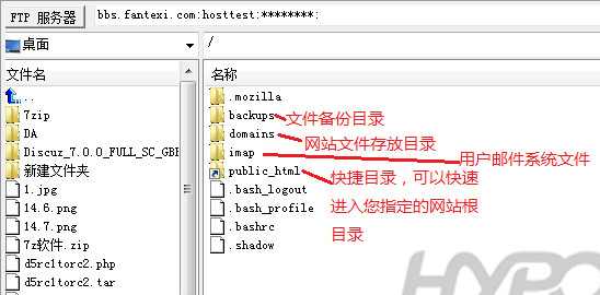 DirectAdmin：FTP中各文件目录的说明